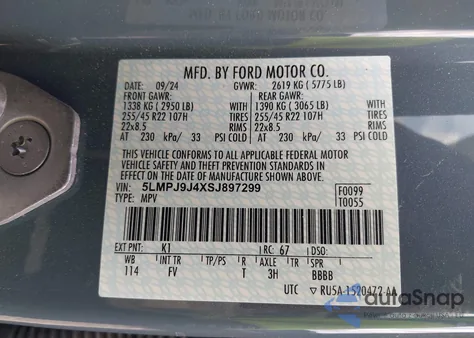 2025 Lincoln Nautilus Black Label from USA, damaged, VIN 5LMPJ9J4XSJ897299